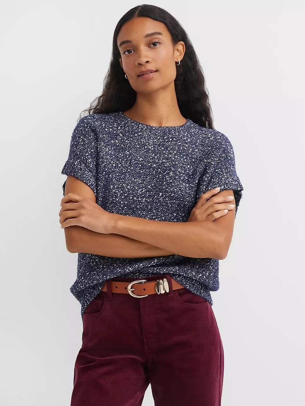 NEW Ann Taylor Loft Blue Flecked Wedge Sweater M